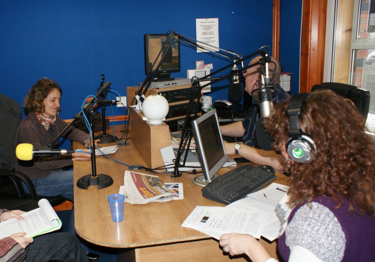 an interview in a radio studio